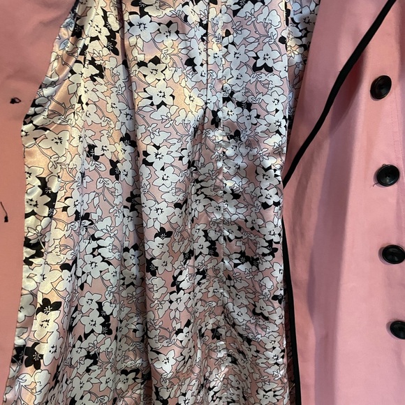 Pink Double-Breasted Trench Coat with Black trim - Picture 3 of 5